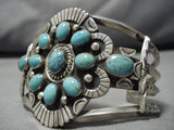 Impressive Vintage Native American Navajo Blue Green Turquoise Sterling Silver Bracelet Old-Nativo Arts