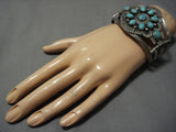 Impressive Vintage Native American Navajo Blue Green Turquoise Sterling Silver Bracelet Old-Nativo Arts