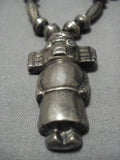 Impressive Vintage Native American Navajo Sterling Silver Animal Fetish Turquoise Necklace Old-Nativo Arts