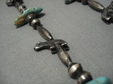 Impressive Vintage Native American Navajo Sterling Silver Animal Fetish Turquoise Necklace Old-Nativo Arts