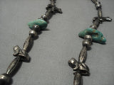 Impressive Vintage Native American Navajo Sterling Silver Animal Fetish Turquoise Necklace Old-Nativo Arts
