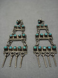 Impressive Vintage Native American Navajo Sterling Silver Four Tier Earrings-Nativo Arts