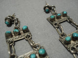 Impressive Vintage Native American Navajo Sterling Silver Four Tier Earrings-Nativo Arts