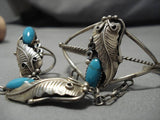 Impressive Vintage Native American Navajo Sterling Silver Turquoise Slave Style Bracelet Ring-Nativo Arts