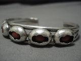 Impressive Vintage Navajo Coral Sterling Silver Native American Bracelet Old-Nativo Arts