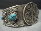 Impressive! Vintage Navajo Native American Jewelry jewelry Turquoise Sterling Silver Bracelet-Nativo Arts