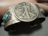 Impressive! Vintage Navajo Native American Jewelry jewelry Turquoise Sterling Silver Bracelet-Nativo Arts