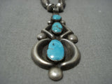 Impressive Vintage Navajo Native American Jewelry Sterling Silver Turquoise Necklace Old-Nativo Arts