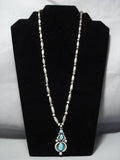 Impressive Vintage Navajo Native American Jewelry Sterling Silver Turquoise Necklace Old-Nativo Arts