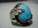 Impressive Vintage Navajo Sky Blue Turquoise Native American Jewelry Ring Old-Nativo Arts