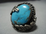 Impressive Vintage Navajo Sky Blue Turquoise Native American Jewelry Ring Old-Nativo Arts