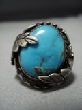 Impressive Vintage Navajo Sky Blue Turquoise Native American Jewelry Ring Old-Nativo Arts