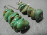 Impressive Vintage Navajo Sterling Silver Native American Turquoise Earrings-Nativo Arts