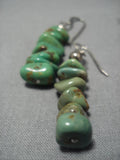 Impressive Vintage Navajo Sterling Silver Native American Turquoise Earrings-Nativo Arts