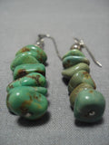 Impressive Vintage Navajo Sterling Silver Native American Turquoise Earrings-Nativo Arts