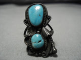 Impressive Vintage Navajo Sterling Silver Native American Turquoise Ring Old-Nativo Arts