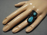 Impressive Vintage Navajo Sterling Silver Native American Turquoise Ring Old-Nativo Arts