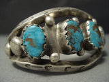 Impressive Vintage Navajo Turquoise Sterling Native American Jewelry Silver Bracelet Old-Nativo Arts