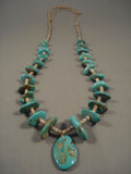 Impressive Vintage Santo Domingo Royston Turquoise Heishi Necklace-Nativo Arts