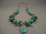Impressive Vintage Santo Domingo Royston Turquoise Heishi Necklace-Nativo Arts