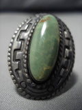 Impressive Vintage Zuni Sterling Silver Turquoise Native American Ring Old-Nativo Arts