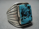 Impressive Vintaged Navajo Blue Turquoise Sterling Silver Native American Ring-Nativo Arts
