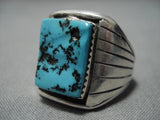 Impressive Vintaged Navajo Blue Turquoise Sterling Silver Native American Ring-Nativo Arts