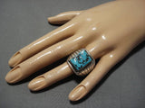 Impressive Vintaged Navajo Blue Turquoise Sterling Silver Native American Ring-Nativo Arts