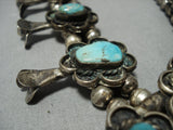 Incfredible Vintage Native American Jewelry Navajo Turquoise Sterling Silver Squash Blossom Necklace Old-Nativo Arts
