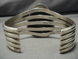 Incredible Leo Nezzie Vintage Native American Navajo #8 Turquoise Sterling Silver Bracelet Old-Nativo Arts