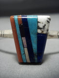 Incredible Lightning Bolt Vintage Native American Jewelry Navajo Sterling Silver Turquoise Bracelet-Nativo Arts