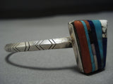 Incredible Lightning Bolt Vintage Native American Jewelry Navajo Sterling Silver Turquoise Bracelet-Nativo Arts