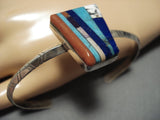 Incredible Lightning Bolt Vintage Native American Jewelry Navajo Sterling Silver Turquoise Bracelet-Nativo Arts