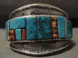 Incredible Navajo Charles Loloma Style Turquoise Spiny Oyster Native American Jewelry Silver Bracelet-Nativo Arts