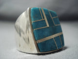 Incredible Rare Vintage Taos Turquoise Bobby Lujan Sterling Silver Ring-Nativo Arts