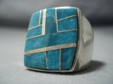 Incredible Rare Vintage Taos Turquoise Bobby Lujan Sterling Silver Ring-Nativo Arts