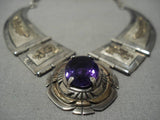 Incredible Russ Sam Vintage Native American Navajo Sterling Silver Amethyst Gold Necklace-Nativo Arts