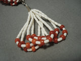 Incredible Santo Domingo Coral Sterling Native American Jewelry Silver Shell Necklace-Nativo Arts