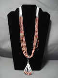 Incredible Santo Domingo Coral Sterling Native American Jewelry Silver Shell Necklace-Nativo Arts