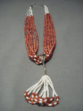 Incredible Santo Domingo Coral Sterling Native American Jewelry Silver Shell Necklace-Nativo Arts