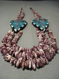 Incredible Talent Santo Domingo Puple Shell Native American Jewelry Silver Turquoise Necklace-Nativo Arts