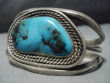 Incredible Vintage Native American Jewelry Navajo Bisbee Turquoise Sterling Silver Bracelet Old-Nativo Arts