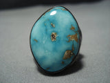 Incredible Vintage Native American Jewelry Navajo Carico Lake Turquoise Sterling Silver Ring Old-Nativo Arts