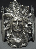 Incredible Vintage Native American Jewelry Navajo Cheif Sterling Silver Bracelet-Nativo Arts