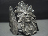 Incredible Vintage Native American Jewelry Navajo Cheif Sterling Silver Bracelet-Nativo Arts