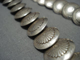 Incredible Vintage Native American Jewelry Navajo Flat Concho Bead Sterling Silver Necklace-Nativo Arts