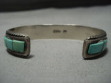 Incredible Vintage Native American Jewelry Navajo Green Turquoise Inlay Sterling Silver Bracelet Cuff-Nativo Arts