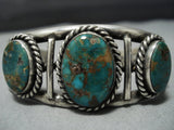 Incredible Vintage Native American Jewelry Navajo Green Turquoise Royston Sterling Silver Bracelet Old-Nativo Arts