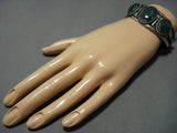 Incredible Vintage Native American Jewelry Navajo Green Turquoise Royston Sterling Silver Bracelet Old-Nativo Arts
