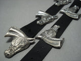 Incredible Vintage Native American Jewelry Navajo Horse Shoe Sterling Silver Concho Belt Old- 437 Grams!-Nativo Arts